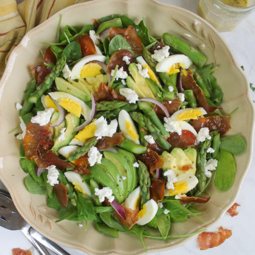 Asparagus Avocado Egg Salad with Goat Cheese.
