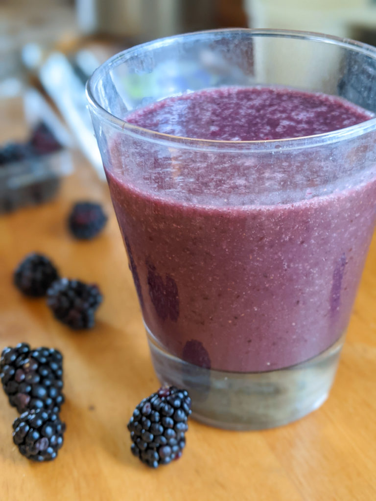 Purple blackberry gluten free smoothies.
