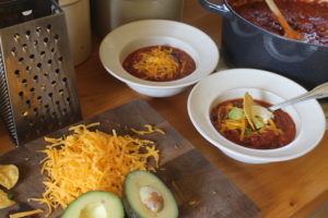Veggie Beef Chili with Toppings