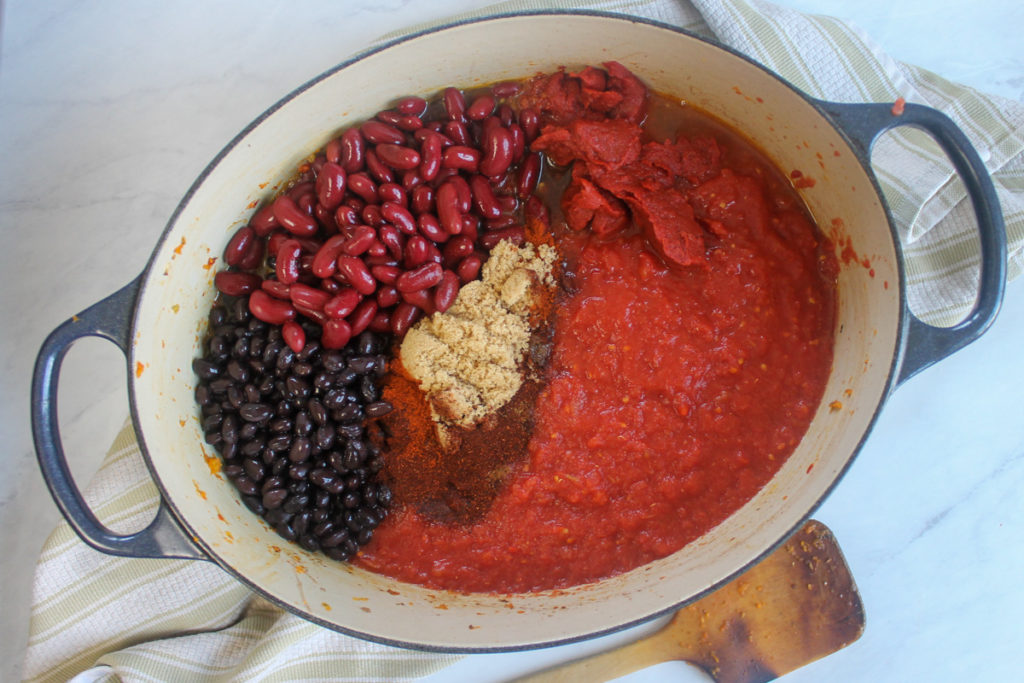 Veggie Beef Chili add all ingredients