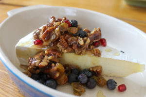 Honey Nut Brie Appetizer with Blueberry and Golden Raisins