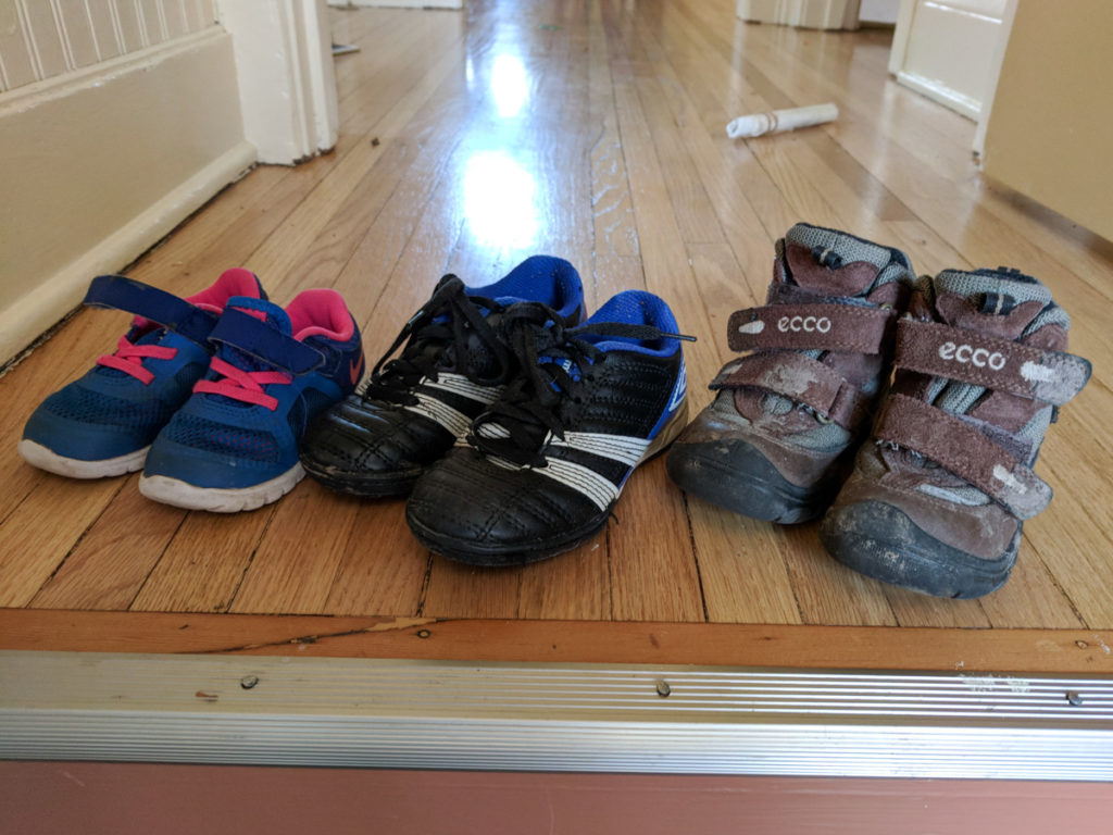 Kid's shoes to be traded with a friend instead of buying new.