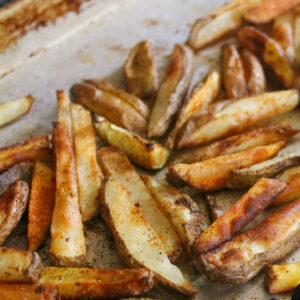 Oven french fries, an easy kid friendly side dish.