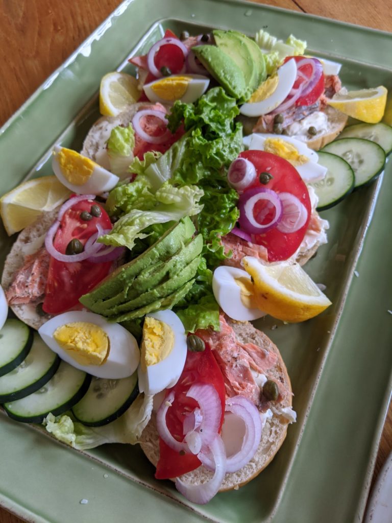 Salmon Bagels with Capers and Hard Boiled Eggs Salmon Bagels with Capers and Hard Boiled Eggs