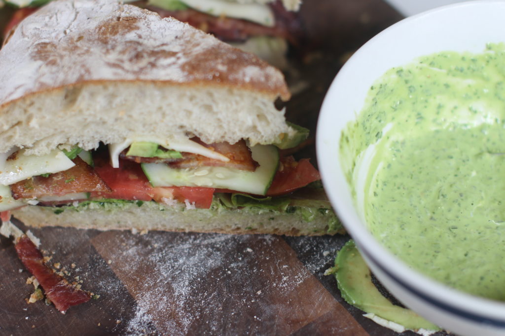 Garden BLT's with Pesto Aioli Garden BLT's with Pesto Aioli