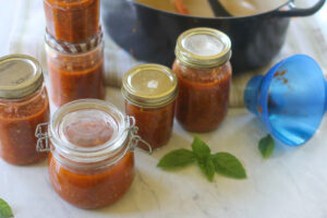 6 Jars of freezer marinara sauce from fresh tomatoes.