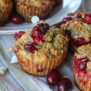 Cranberry Baked Oatmeal Cups with White Chocolate Chips
