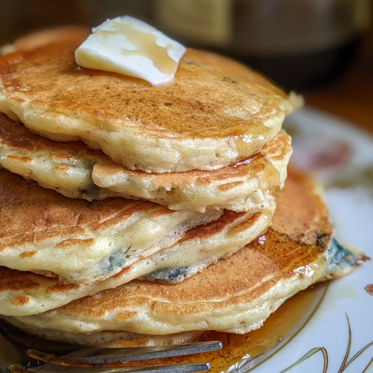 Protein Pancakes with butter and maple syrup