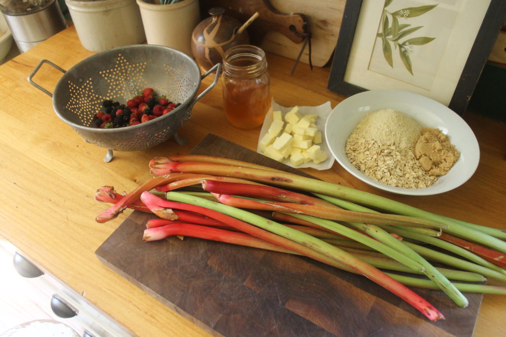 Berry Rhubarb Crisp Ingredients