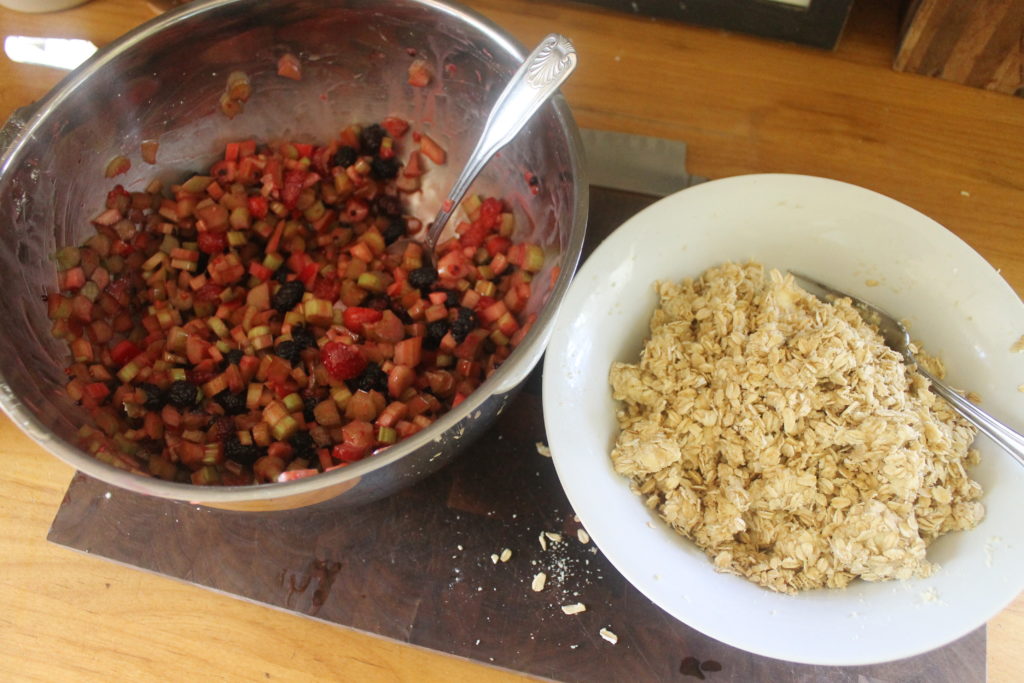Berry Rhubarb Crisp Ingredients
