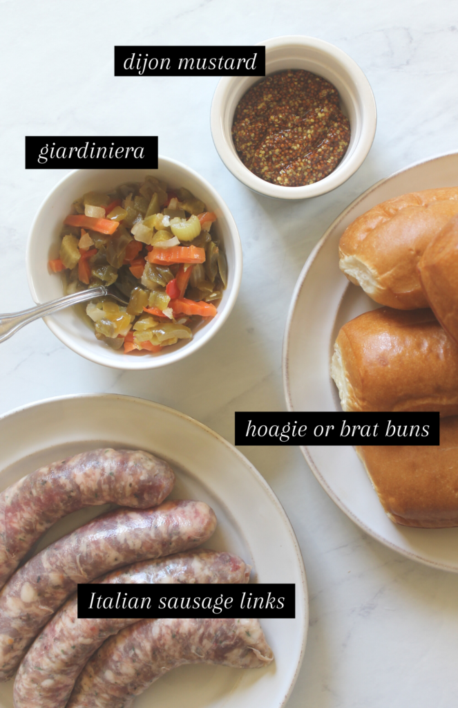 Ingredients for Grilled Split Italian Sausage with Giardiniera