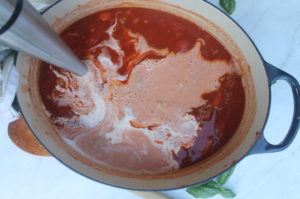 Tomato Soup Blended with Immersion Blender