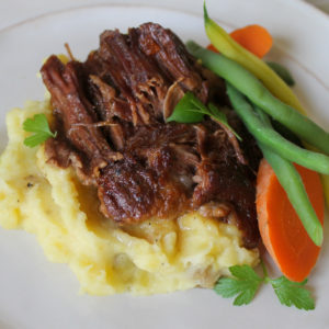 Simply Perfect Beef Roast with Mashed Potatoes Carrots and Green Beans