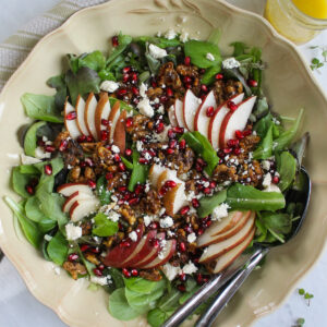 Pear Blue Cheese Salad with Glazed Honey Walnuts.