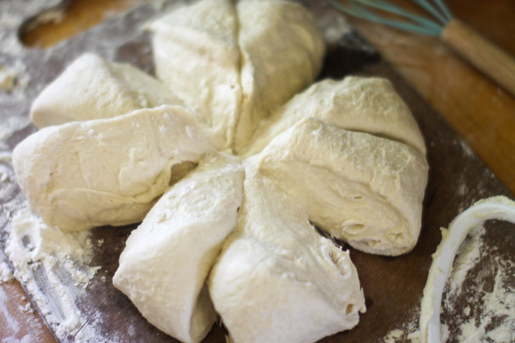 Homemade Pizza Dough being portioned