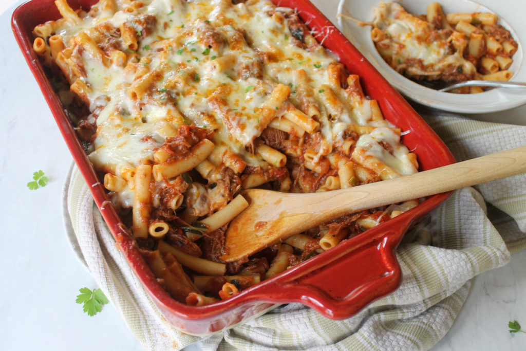 Ragu Sauce Pasta Bake from leftover beef roast