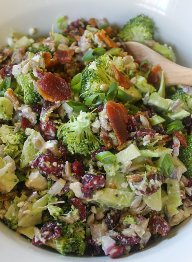 Healthy broccoli salad recipe with yogurt.