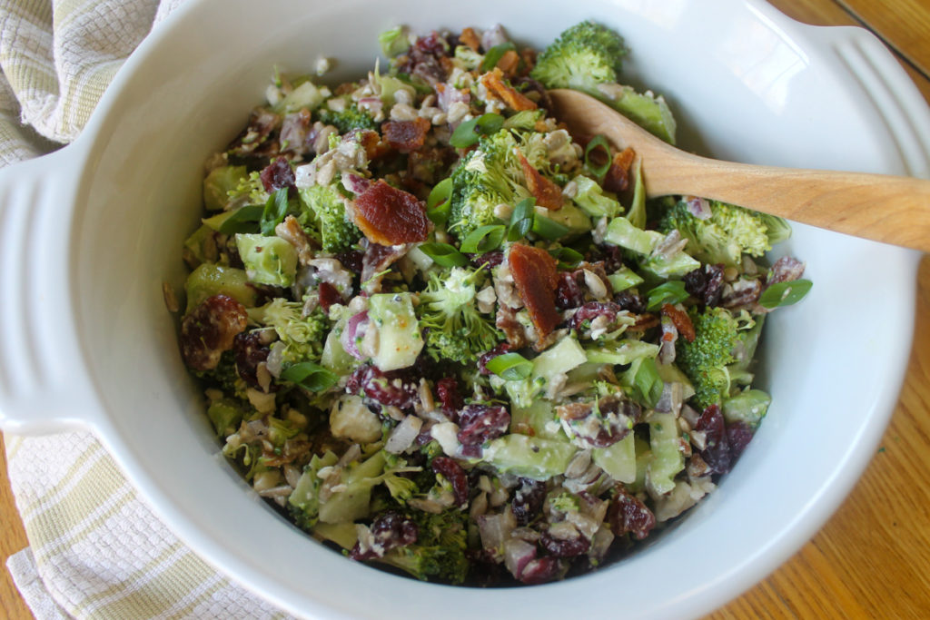 Crunchy broccoli salad with no mayo.