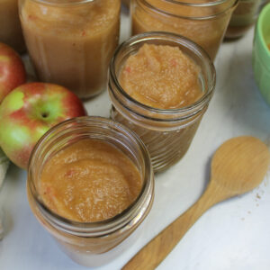 Finished jars of applesauce, extras for the freezer.