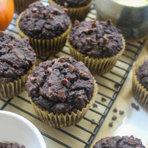 Almond flour pumpkin chocolate chip muffins.