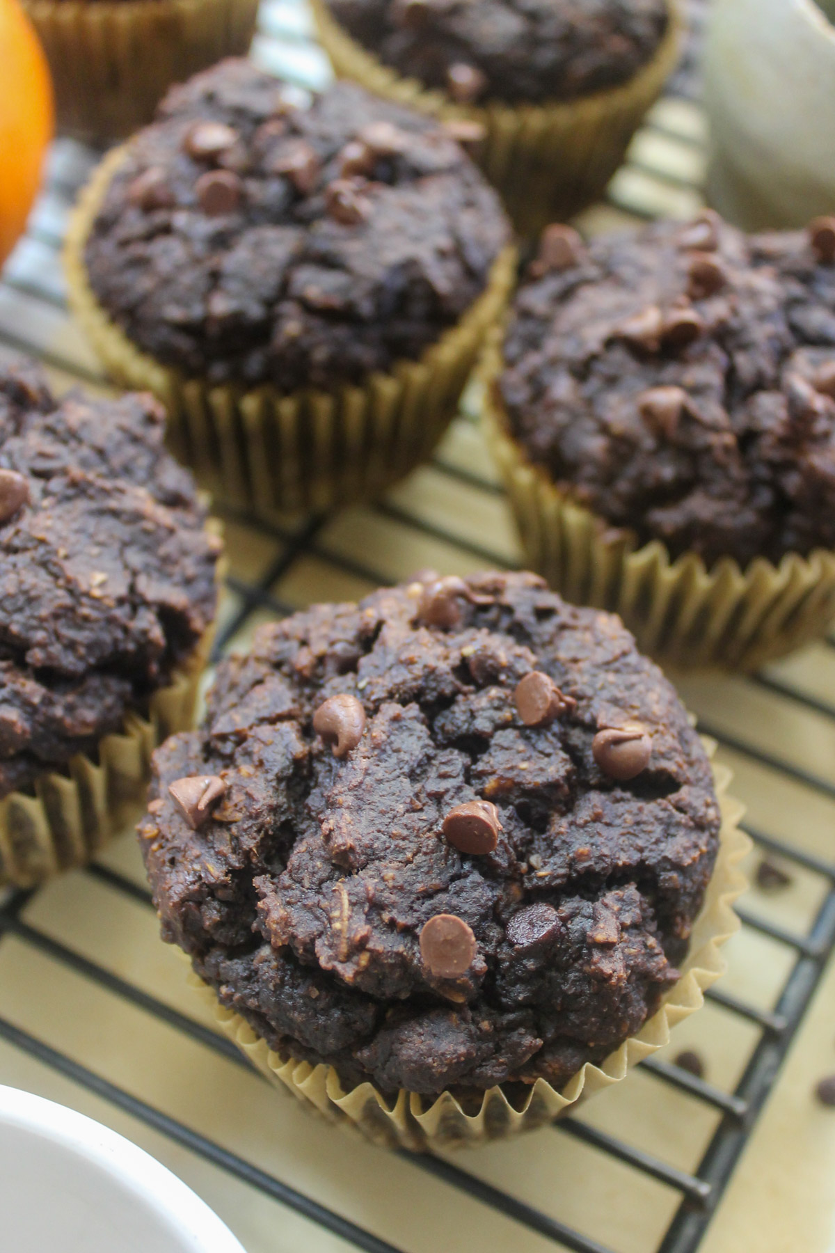 Chocolate Muffins with pumpkin puree.