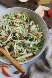 Crunchy kale apple slaw salad.
