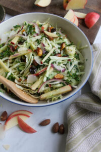 Kale crunch salad with seasonal apples and cabbage.