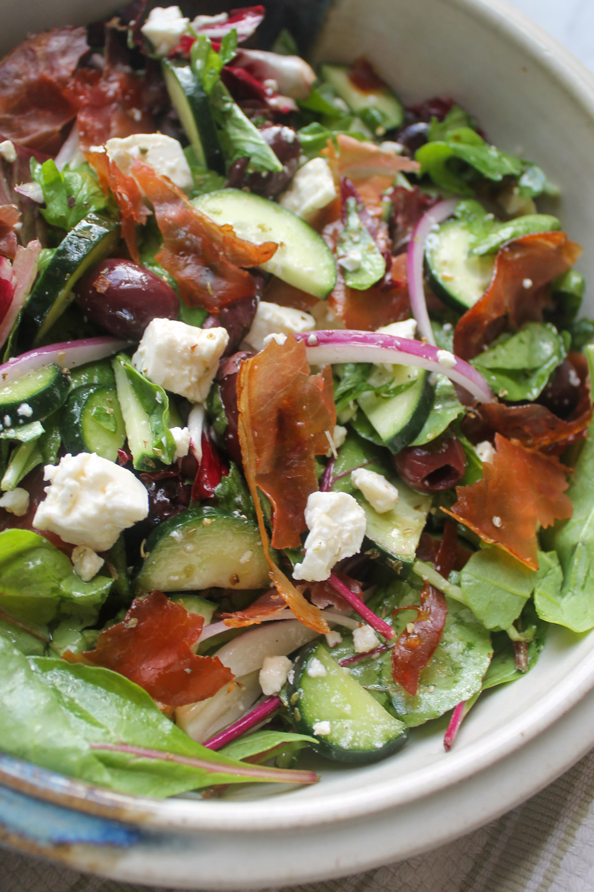 Italian mixed greens salad with garlic red wine vinaigrette.