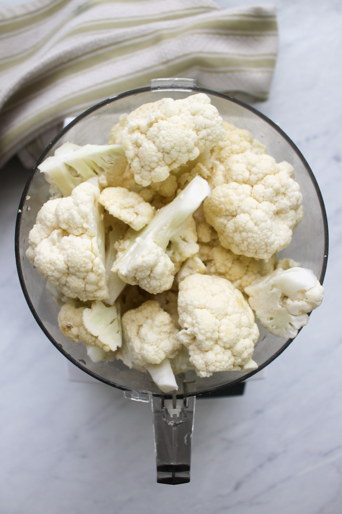 Cauliflower in a food processor.