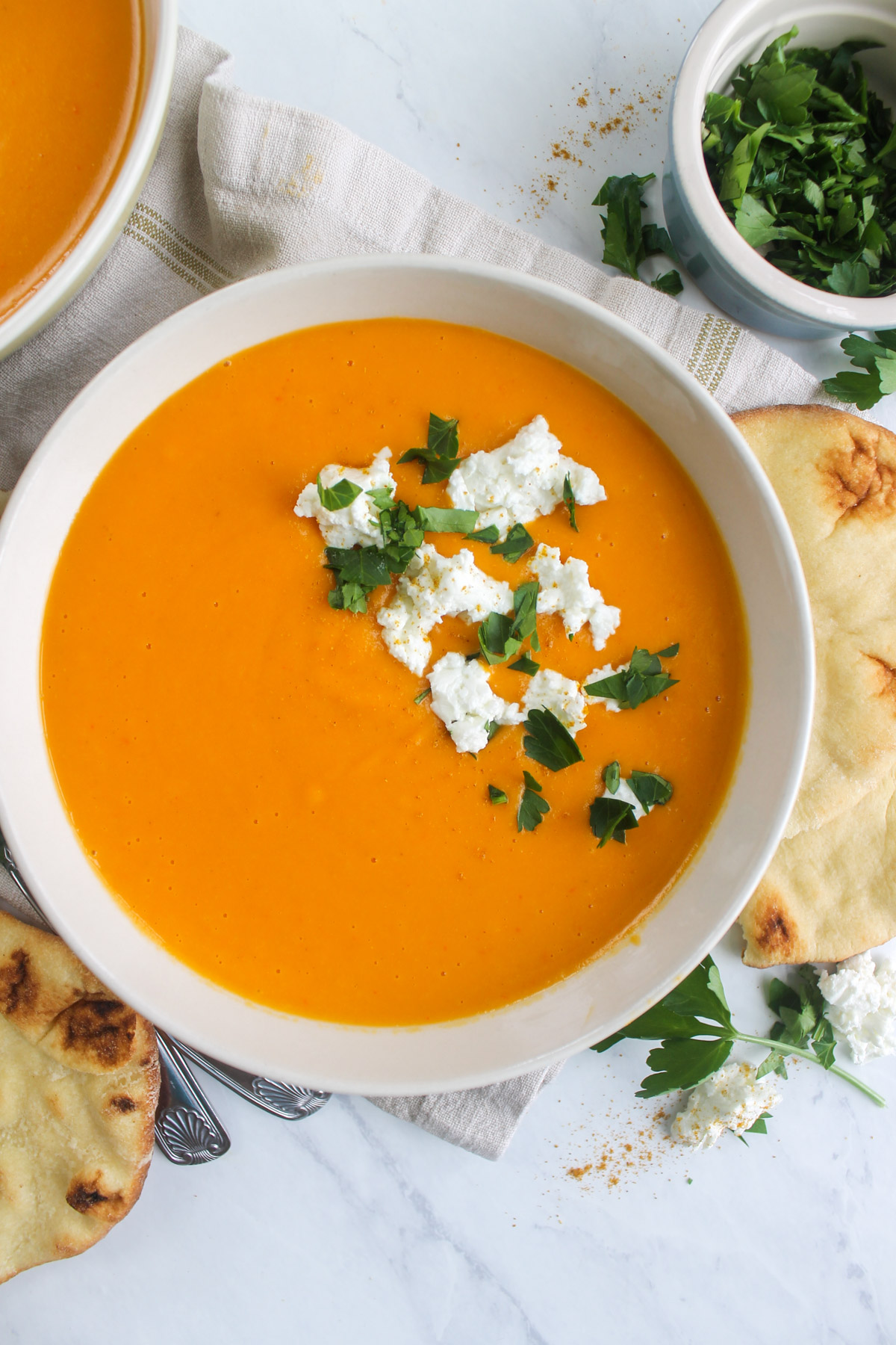 Butternut squash soup with coconut and ginger.
