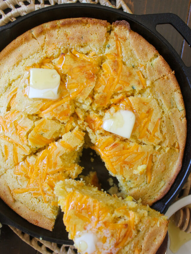 Cheesy Honey Skillet Cornbread