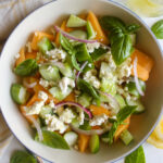 Cucumber Melon Salad with feta and basil.