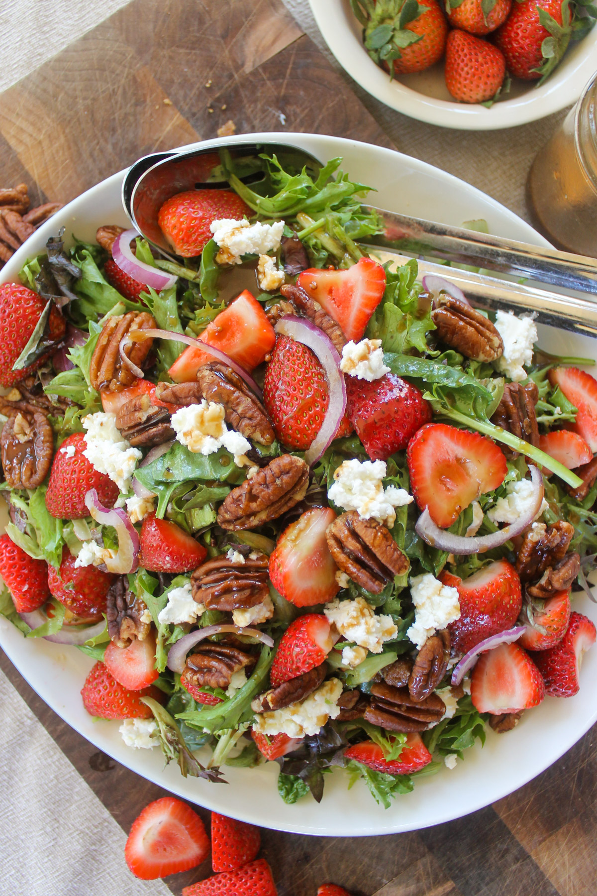 Strawberry Goat Cheese Salad on a platter.