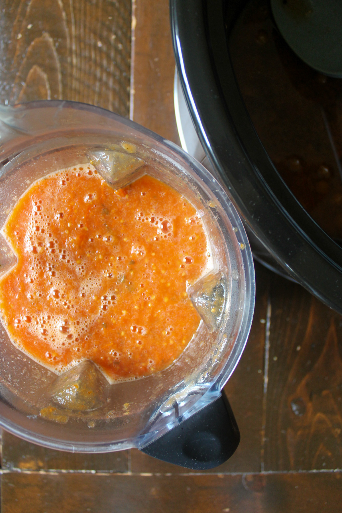 Tomato sauce in a blender.